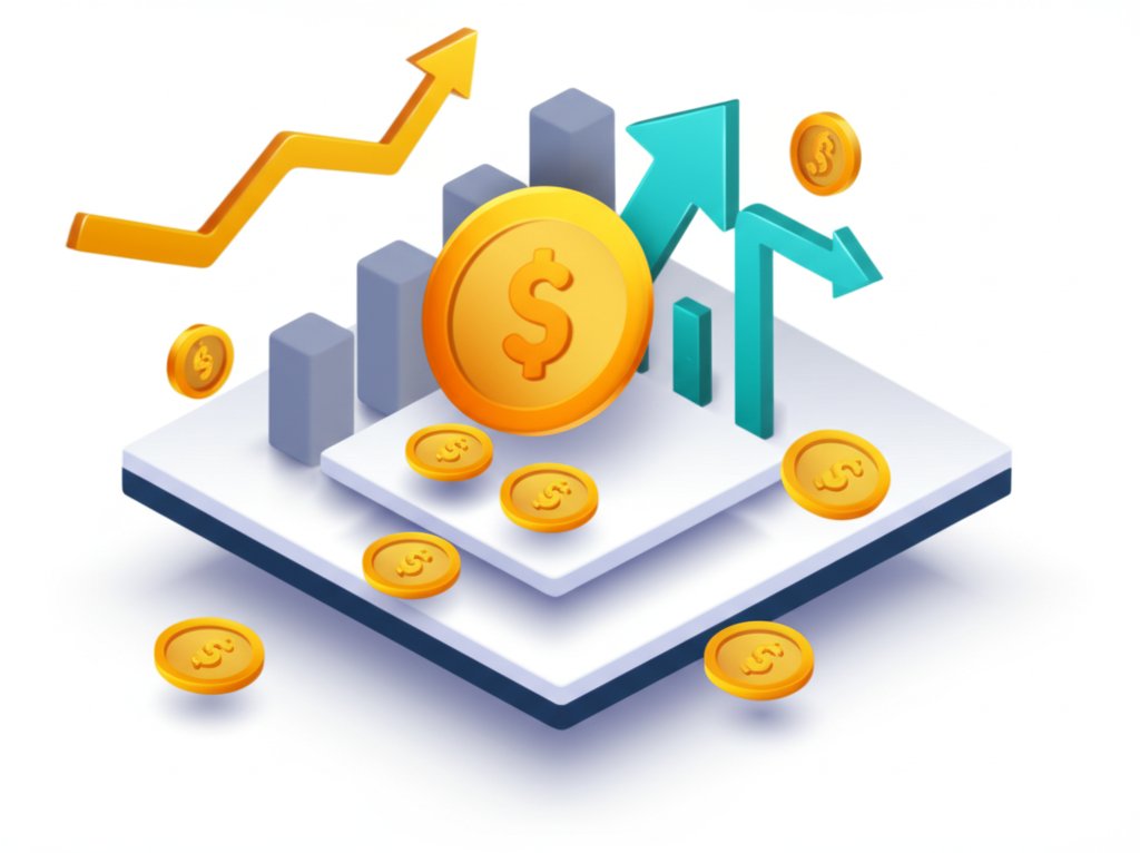 Gold coin vector illustration, money and finance graphic.